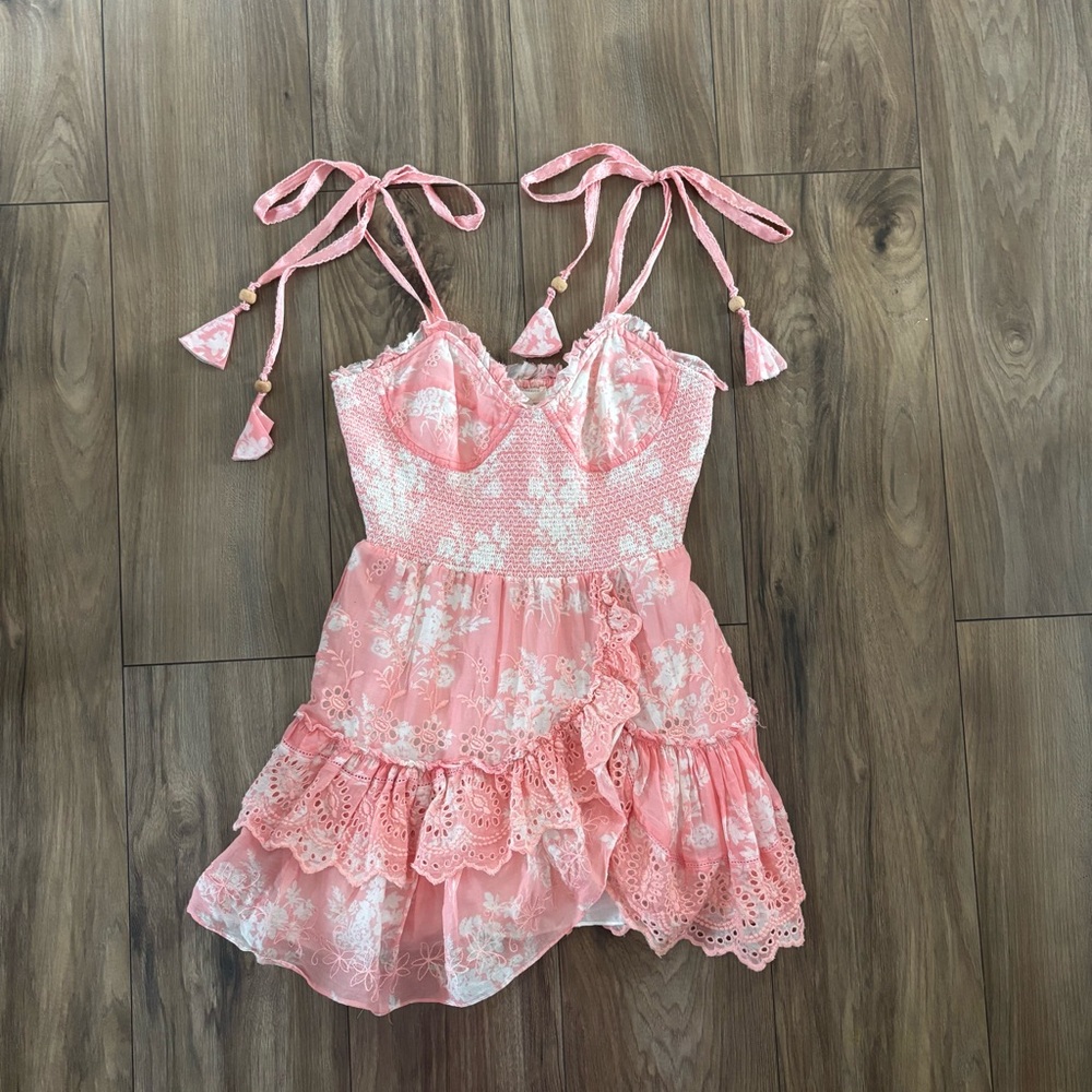 Love Shack Fancy Olani Mini Coral Romance Dress Size Small - Picture 3 of 10